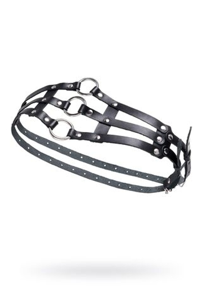 Черный кожаный пояс с кольцами (Размер: S-M-L) (Цвет: черный)