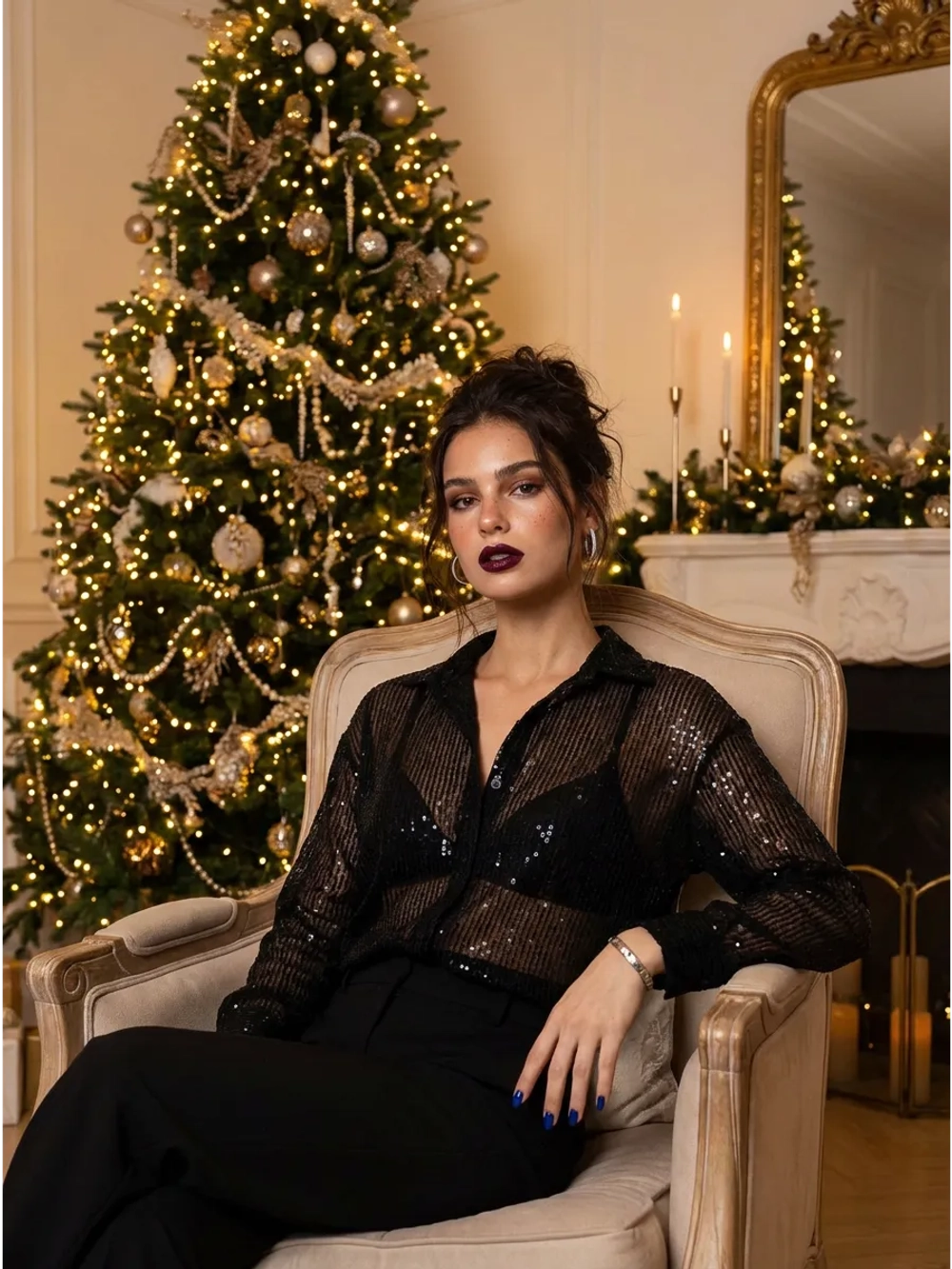 Блузка нарядная с пайетками