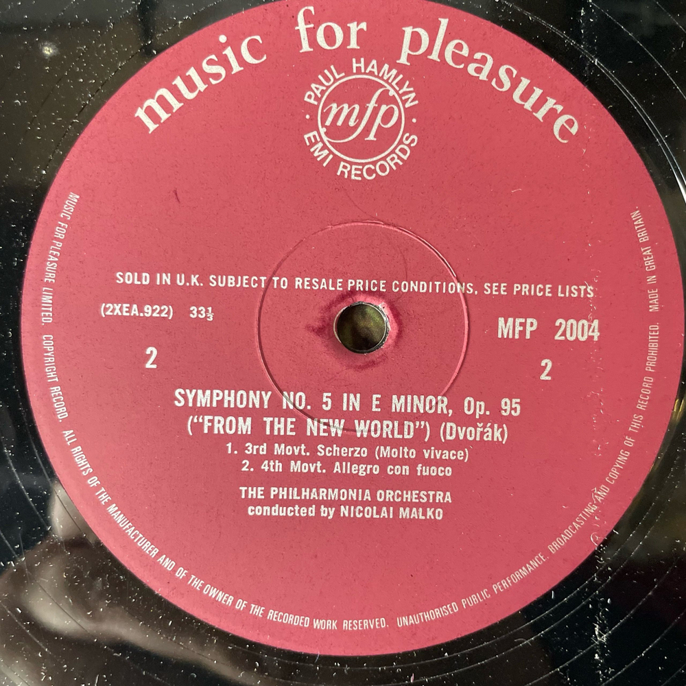 Винтажная виниловая пластинка LP Dvorak Дворжак, Nicolai Malko, Philharmonia Orchestra, Симфония Symphony No. 5 In E Minor, Op. 95 (Англия 1965)