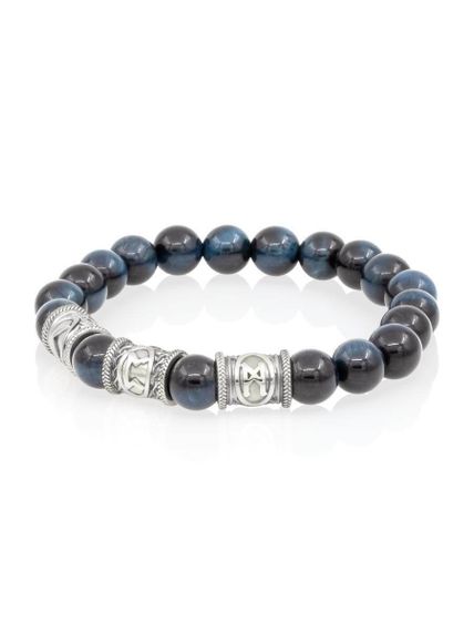 Браслет из натурального соколиного глаза с рунами Кеназ, Перт, Манназ - Самореализация, вид сбоку 2