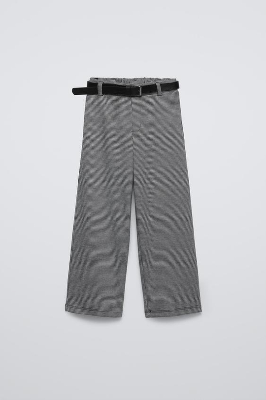 ZARA ЖАККАРДОВЫЕ БРЮКИ С РЕМНЕМ, СЕРЫЙ