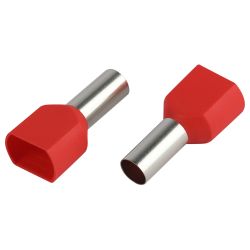 Наконечник-гильза ЭРА NO-225-107 (двойной) НШвИ 10,0-14 с изолированным фланцем (упаковка 50 шт.) | Наконечники слаботочные