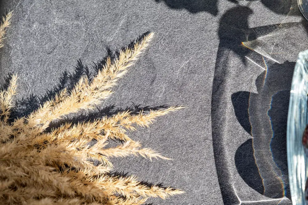 "Малага" обеденная группа на 6 персон со стульями "Марсель", каркас темно-серый, роуп темно-серый