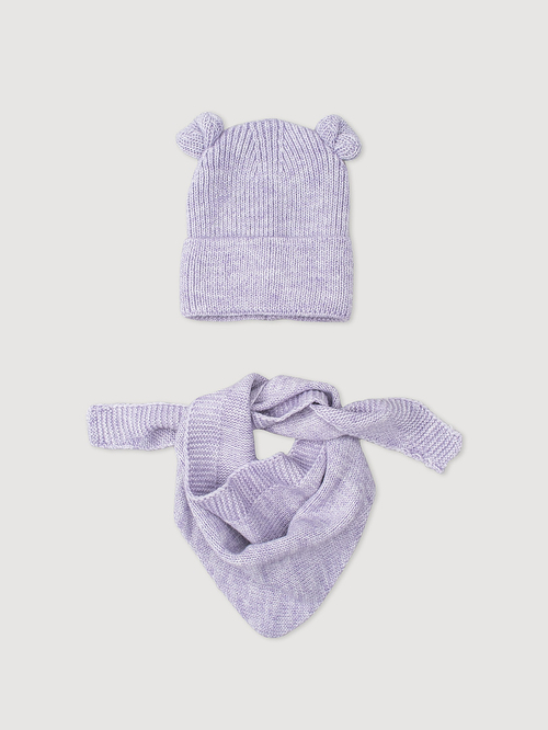 Шапка и шарф Мишка, Лавандовый