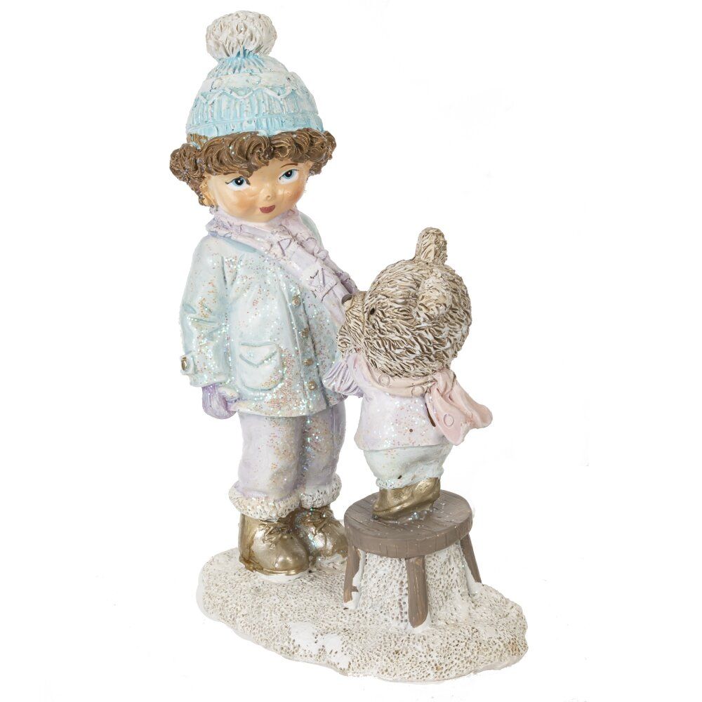 GAEM Фигурка декоративная "Мальчик и медвежонок", L9 W5 H13,5 см