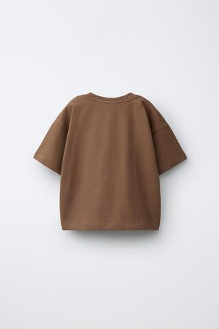 ZARA НАБОР ИЗ ТРЕХ ОДНОТОННЫХ ФУТБОЛОК, СВЕТЛО-КОРИЧНЕВЫЙ