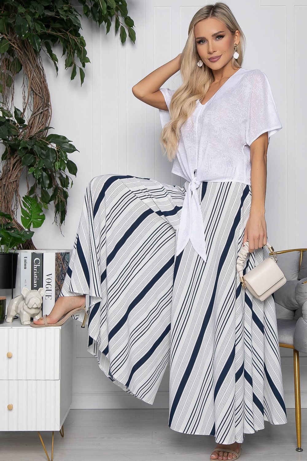 Брюки Камелия (белые/полоска) Б10524 LT Collection