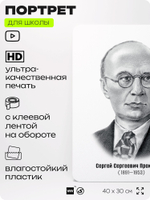 Портрет для школы в кабинет музыки "Прокофьев Сергей Сергеевич", стенд школьный для класса, деятели науки для оформления классного уголка, 40х30 см, Silver Plane x Айдентика Технолоджи
