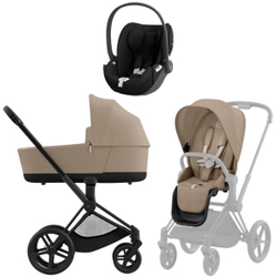 Коляска 3 в 1 Cybex Priam IV Matt Black complete и автокресло Cloud T i-Size Sepia Black Cozy Beige