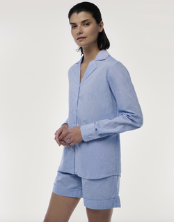 Рубашка с английским воротником со льном