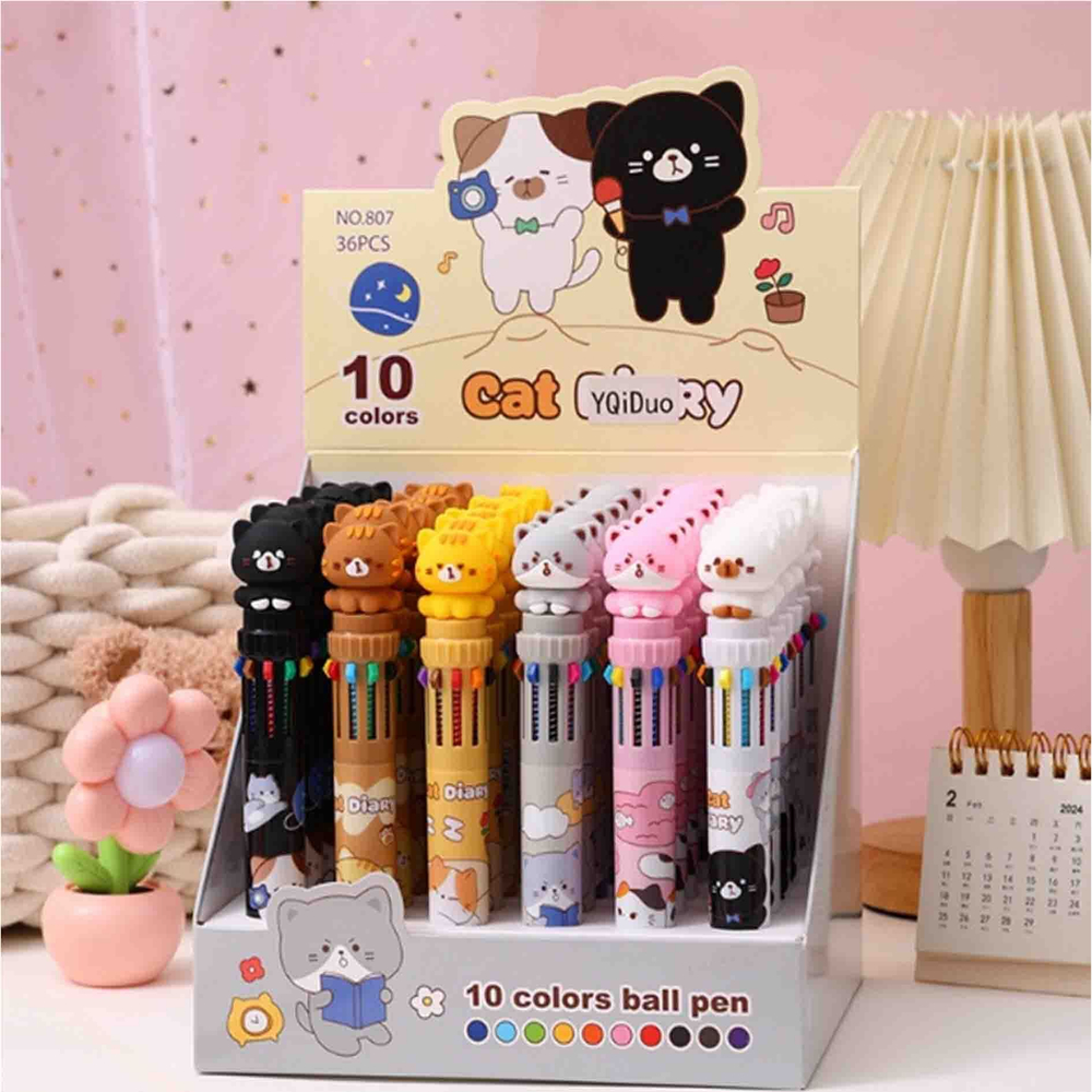 Ручка 10 цветов Cat