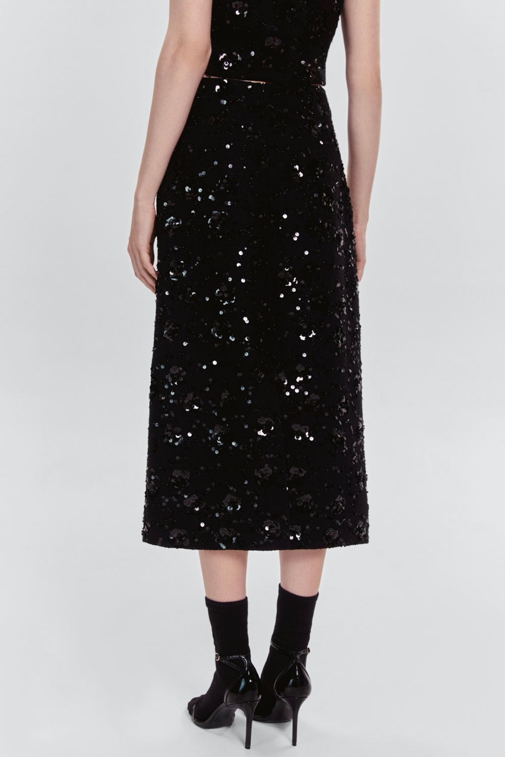 Юбка из твида с бисером и пайетками