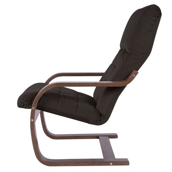 Кресло Сайма ткань экокожа черный, каркас орех