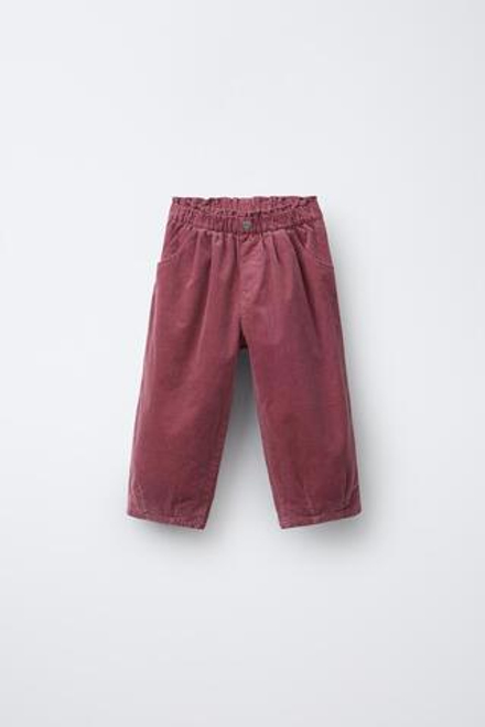 ZARA БРЮКИ BAGGY ИЗ ТОНКОГО ВЕЛЬВЕТА С ПОДКЛАДКОЙ, РОЗОВЫЙ
