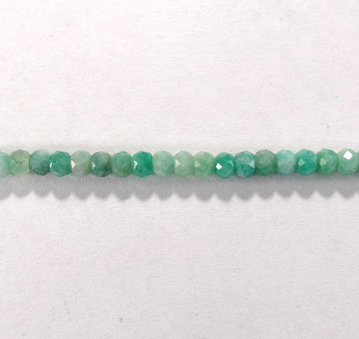 Бусина из берилла зеленого, фигурная, 3x4 мм (рондель, граненая)