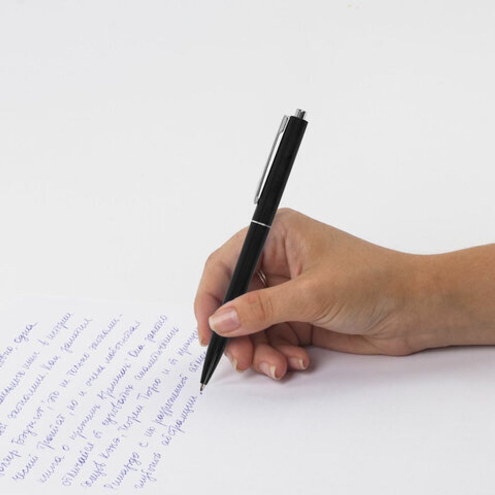 Ручка шариковая автоматическая ОФИСМАГ "M17", СИНЯЯ, корпус черный, стандартный узел 0,7 мм, линия письма 0,5 мм, 144159