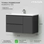 Комплект тумба Roberto 100 (1002х450х606) подвесная с раковиной Adel 100/Adelina 100 Графит