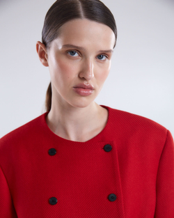 Жакет двубортный приталенный из шерсти красный