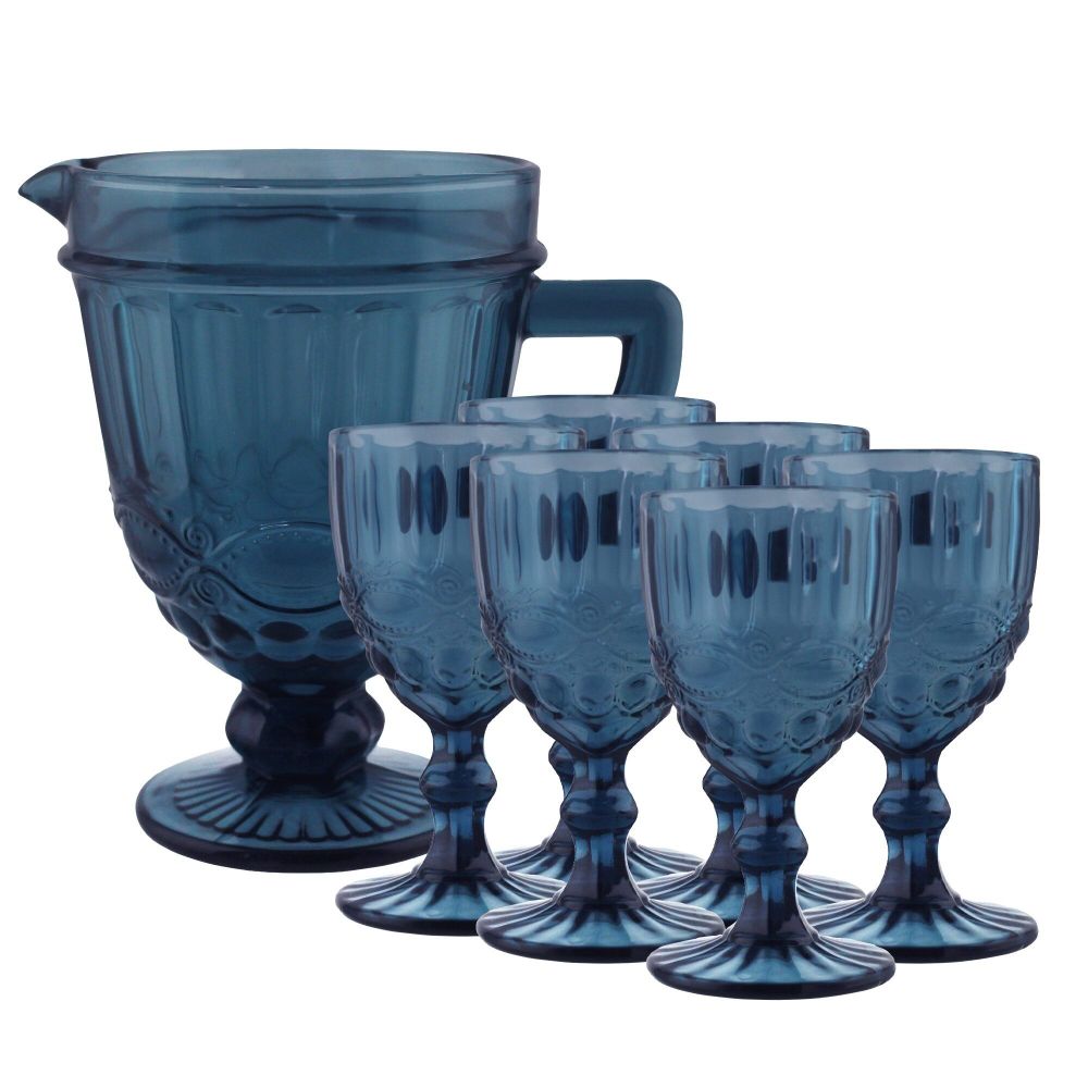 Lenardi 588-434 Набор графин и 6 бокалов 250 мл в под.уп.(х4) Синий