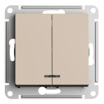 ATLASDESIGN 2-клавишный ВЫКЛЮЧАТЕЛЬ с подсветкой, сх.5а, 10АХ, механизм, ПЕСОЧНЫЙ