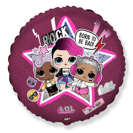Шар Круг "Куклы ЛОЛ Диско" 45 см