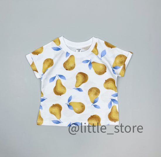 Футболка "Грушевый сад" хлопковая, груши на белом