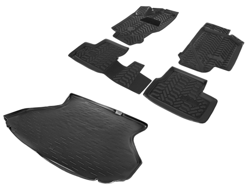 Коврики в салон и багажник автомобиля (комплект) AutoFlex для Lada Granta лифтбек 2011-2018 2018-н.в., полиуретан, без крепежа, 5 частей, K9600201-3