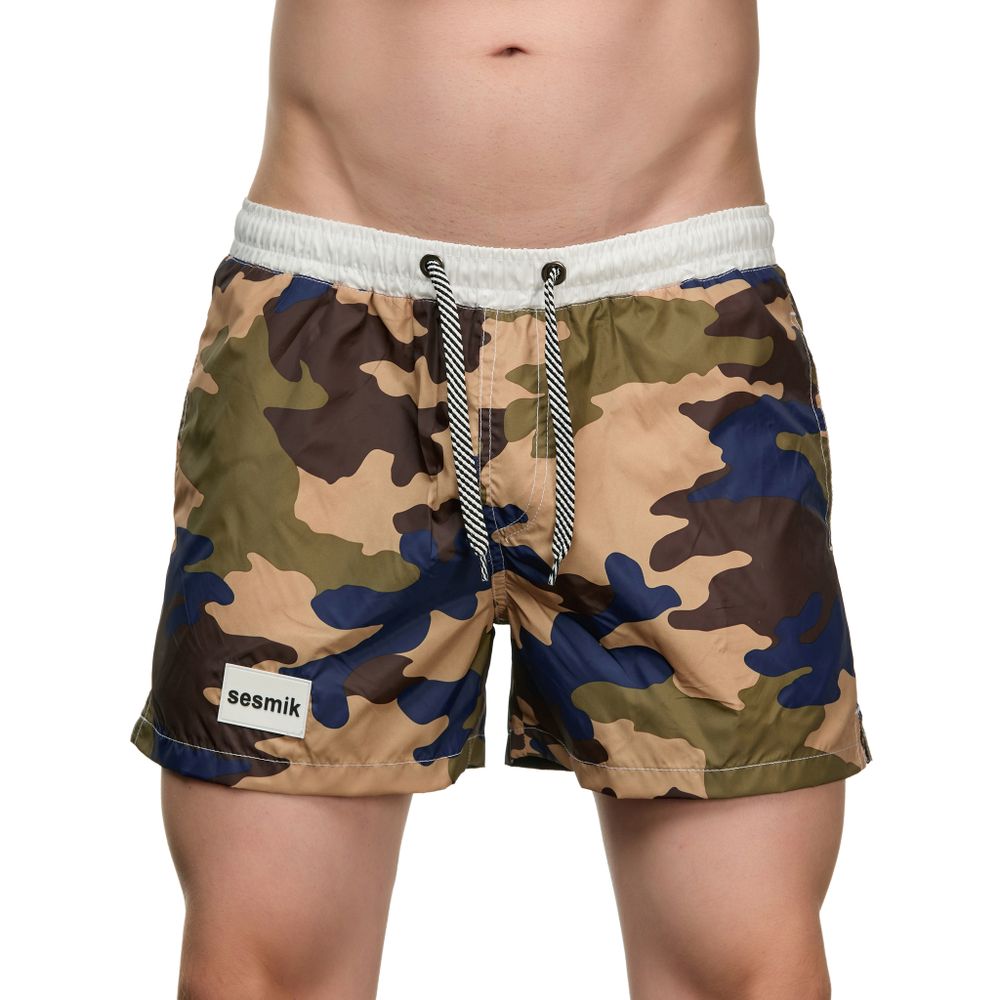 Мужские шорты коричневые с камуфляжным принтом Sesmik STORM MILITARY BROWN-BLUE