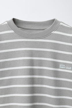 ZARA ЛОНГСЛИВ В ПОЛОСКУ ИЗ ПЛОТНОЙ ТКАНИ, СЕРЫЙ/БЕЖЕВЫЙ