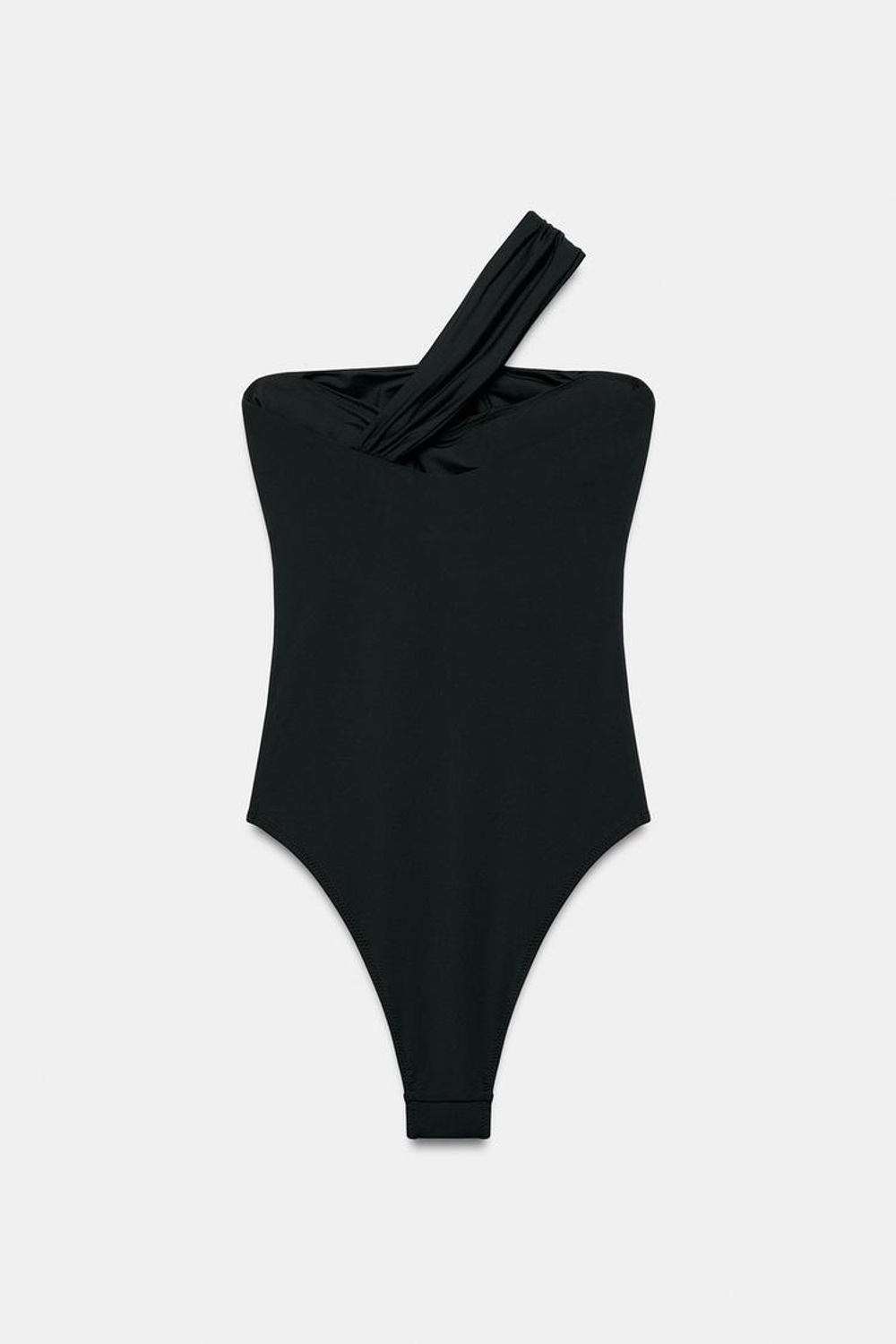 ZARA КУПАЛЬНИК С АСИММЕТРИЧНОЙ БРЕТЕЛЬЮ И МЕТАЛЛИЧЕСКОЙ ДЕТАЛЬЮ, ЧЕРНЫЙ