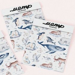 Ткань шифон животный мир севера