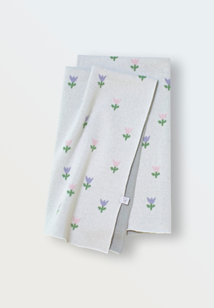 Вязаный плед simple цветочки