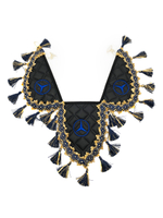 Вымпел тройной Mercedes (экокожа, черный с синими кисточками)