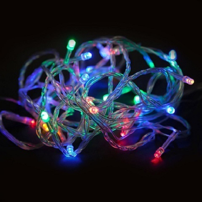 Светодиодная гирлянда "Нить" разноцветная 10 метров. С контроллером, прозрачный провод.