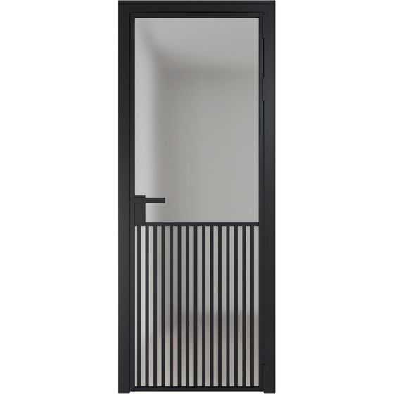 Алюминиевая дверь 15AG чёрная матовая RAL9005 стекло матовое