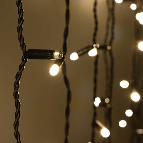 Светодиодный занавес 2*3 м., 600 LED, тепло-белый, статика, черный провод каучук, LTC (ECO602-1-2WW)