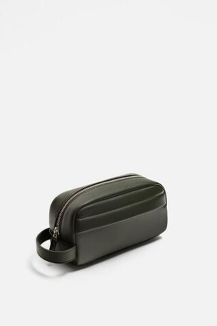 ZARA ОДНОТОННЫЙ НЕСЕССЕР, ЗЕЛЕНЫЙ