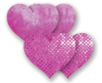 Комплект из 1 пары розовых пэстис-сердечек с блестками и 1 пары розовых пэстис-сердечек  с кружевной поверхностью