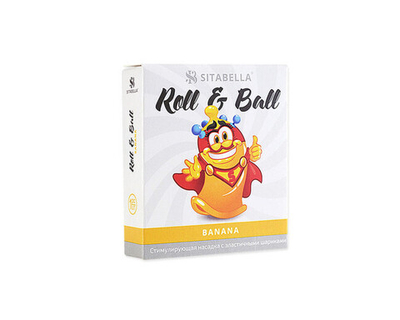 Стимулирующий презерватив с шариками Roll & Ball ароматом банана (1 шт) (Цвет: прозрачный желтый)