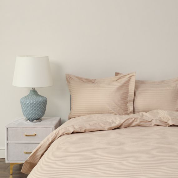 Моне (карамель) КПБ страйп сатин Евро 2н