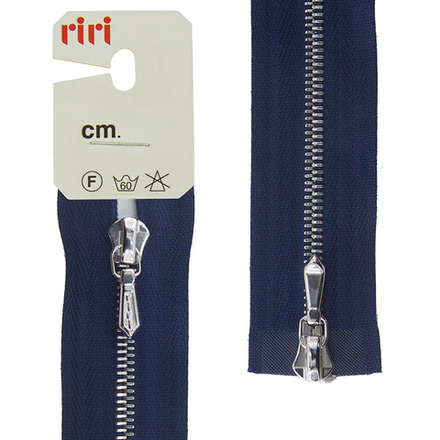Молния металлическая разъемная (2 замка) (Riri, Ткань/металл, Кобальт синий 137528/металл никель, 80)