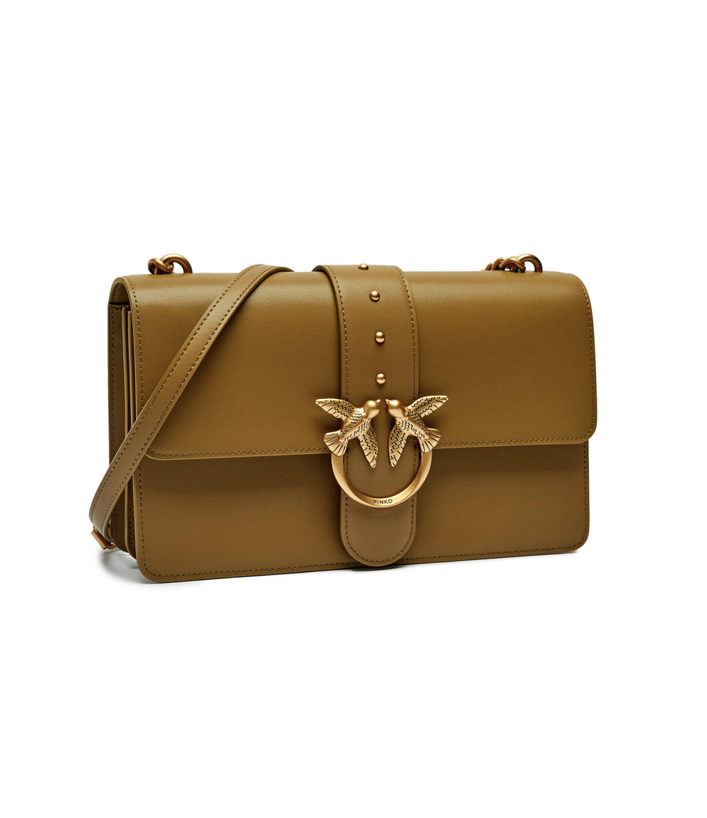 Кожаная сумка-мессенджер love one classic Pinko - оливковый(100053 A0F1)