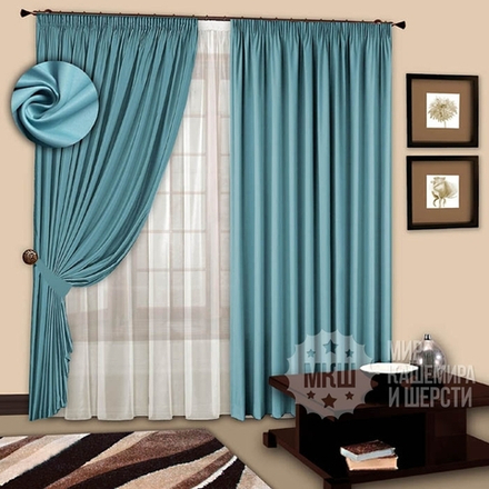 Шторы блэкаут для спальни: Искра  (арт. 1107)  - (200х270)х2 см. - бирюза