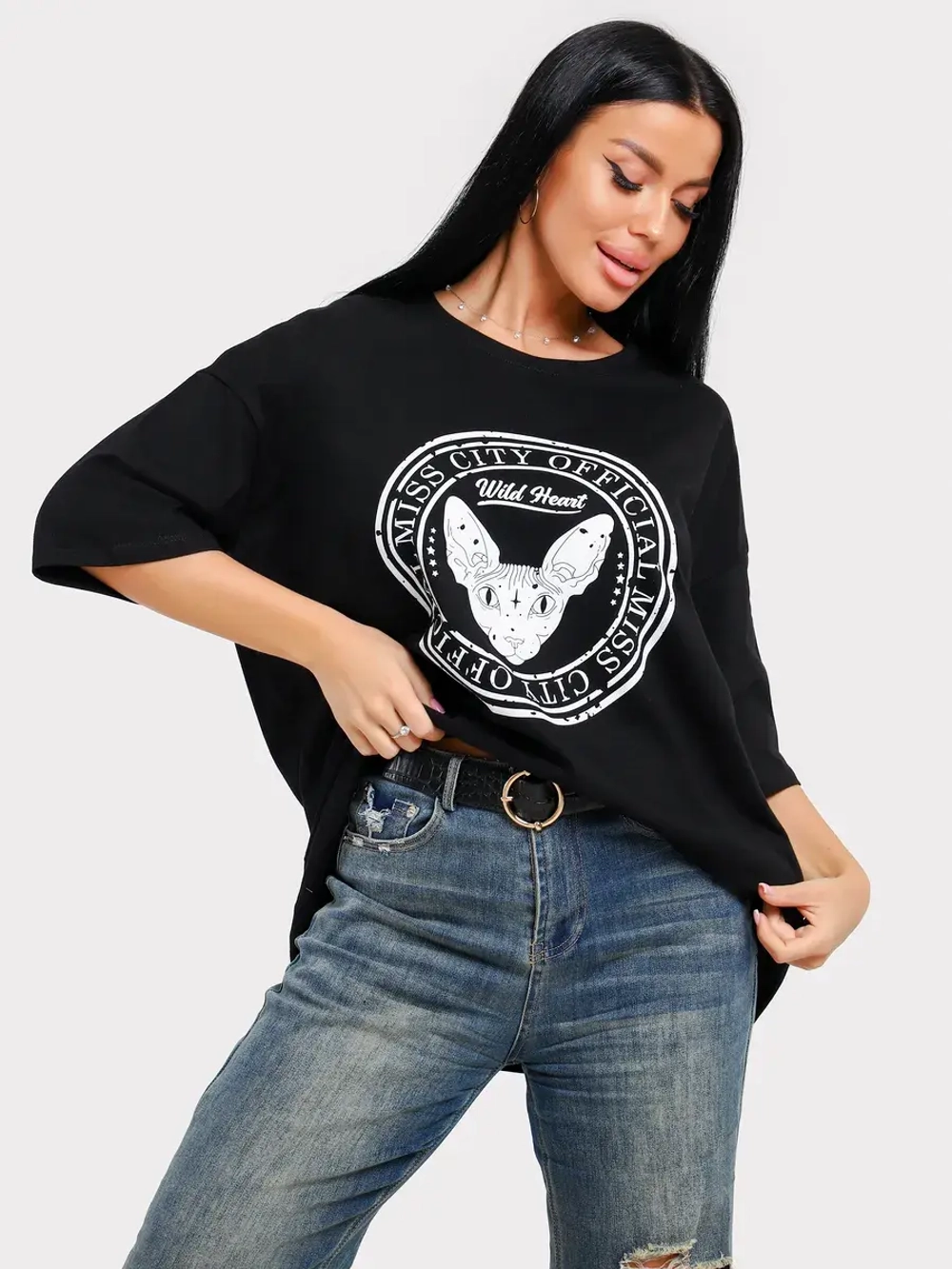 Футболка оверсайз больших размеров принт