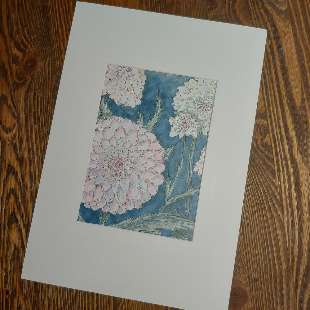 Вязаный брелок "Сердце" мини с картиной маркерами в паспарту