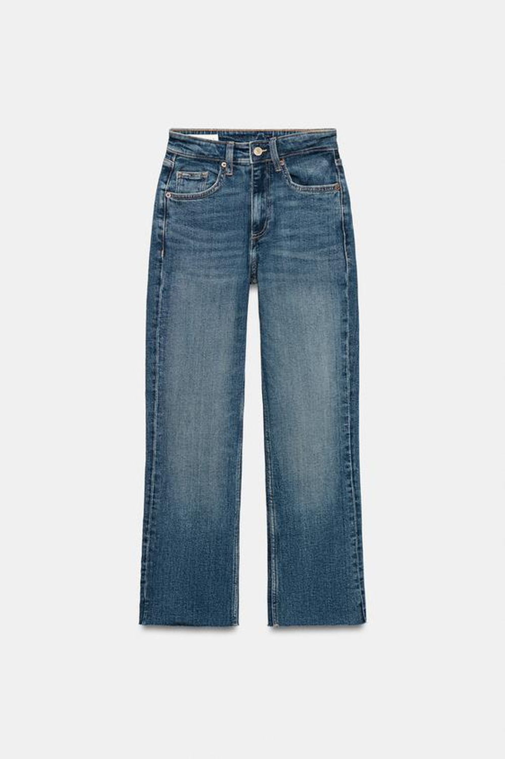 ZARA ДЖИНСЫ TRF CROPPED FLARE С ВЫСОКОЙ ПОСАДКОЙ, СИНИЙ