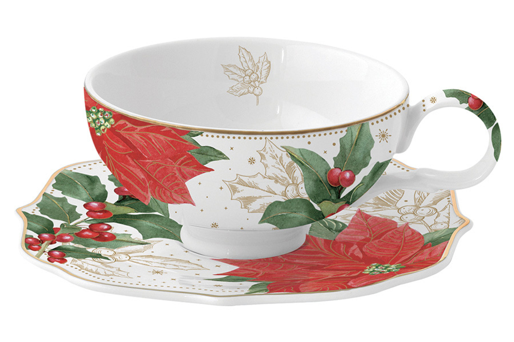 Чайная пара 250мл Easy Life Пуансеттия и ягоды