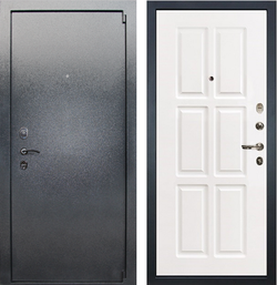 Входная металлическая дверь Лекс 3 БАРК Серый букле  №85 Софт белый снег