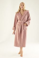 Халат женский с капюшоном 6890 пудра NUSA