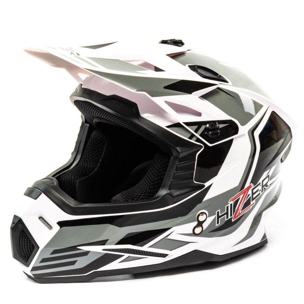 Шлем мото кроссовый HIZER J6801 №4 (M) white/gray